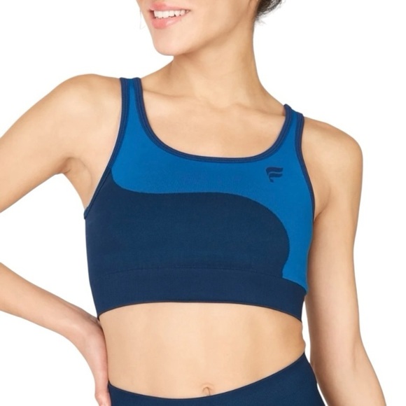Fabletics Sunny Reversible Low Impact Sports Bra, Midnight Navy/Splash - Large - Picture 2 of 6